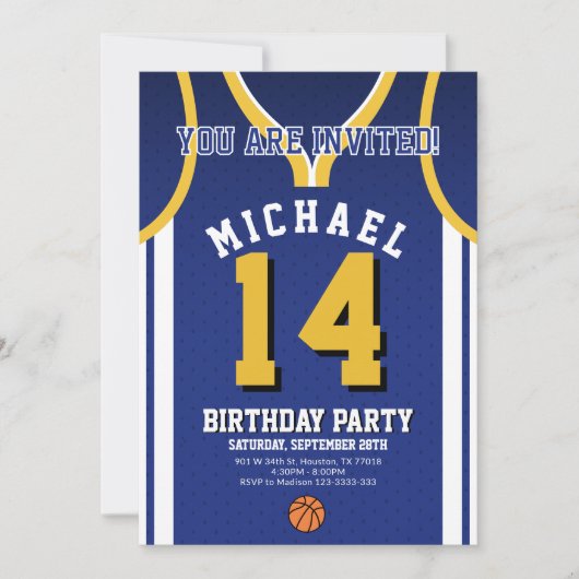 Basketball Any Age Birthday Invite  Kaart (Voorkant)