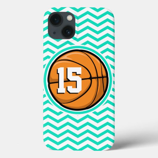 Basketball; Aqua Green Chevron Case-Mate iPhone Case (Achterkant)