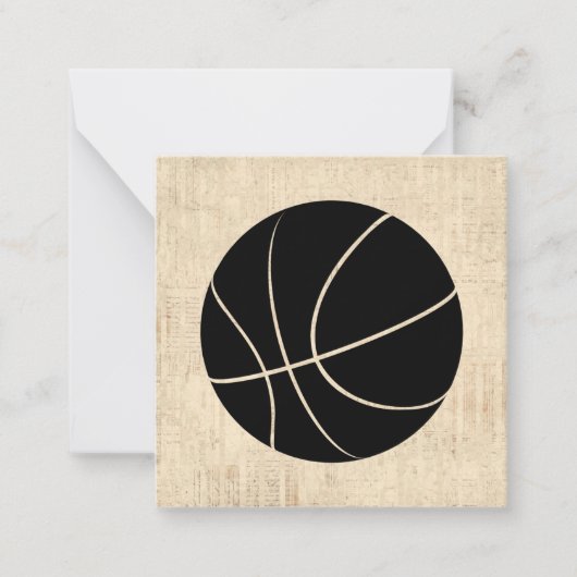 Basketball Art -beige Script-stijl Notitiekaartje (Voorkant)