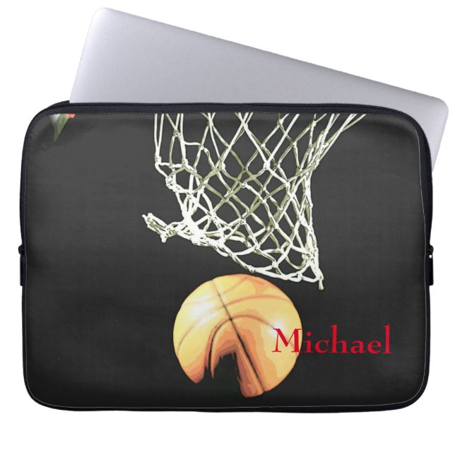 Basketball Artwork Jouw naam Laptop Sleeve (Voorkant)