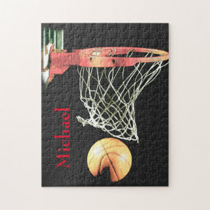 Basketball Artwork Jouw naam Legpuzzel