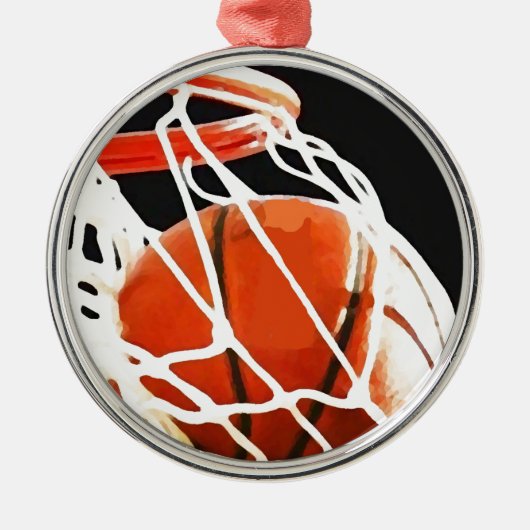 Basketball Artwork Metalen Ornament (Voorkant)