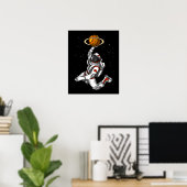 Basketball Astronaut Space Planet Cosmic Poster (Thuiskantoor)