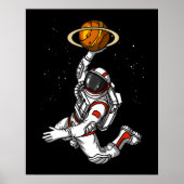 Basketball Astronaut Space Planet Cosmic Poster (Voorkant)