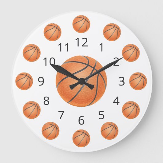 Basketball Atom Clock met cijfers Grote Klok (Voorkant)