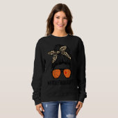 Basketball Auntie Life Leopard Messy Bun Trui (Voorkant volledig)