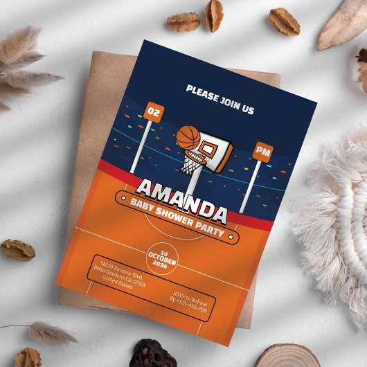 Basketball Baby shower Uitnodiging