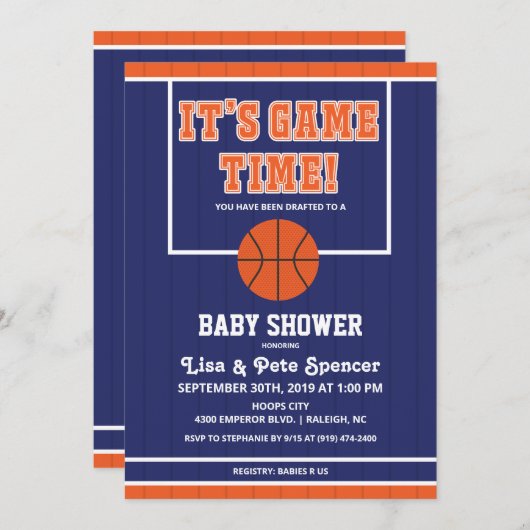 Basketball Baby shower Uitnodiging (Voorkant / Achterkant)