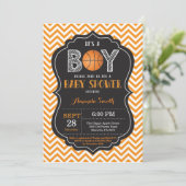 Basketball Baby shower Uitnodiging Sinaasappel Che (Staand voorkant)