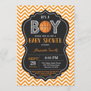 Basketball Baby shower Uitnodiging Sinaasappel Che