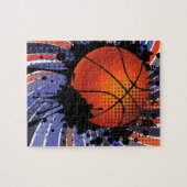 Basketball-bal op Rays-achtergrond 2 Legpuzzel (Horizontaal)