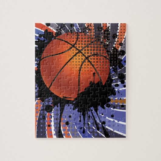 Basketball-bal op Rays-achtergrond 2 Legpuzzel (Verticaal)