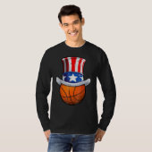 Basketball Ball 4th Of July Uncle Sam American Fla T-shirt (Voorkant volledig)