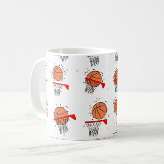 Basketball - Ball and Hoop Pattern Koffiemok (Voorkant links)