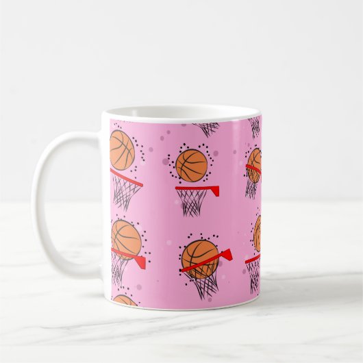 Basketball - Ball and Hoop Pattern Koffiemok (Links)