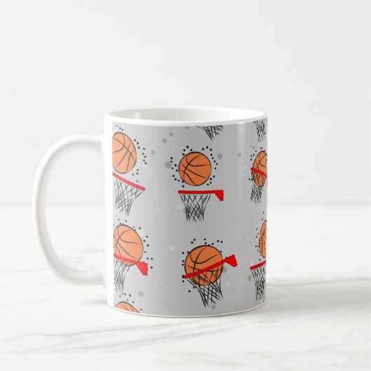 Basketball - Ball and Hoop Pattern Koffiemok (Links)