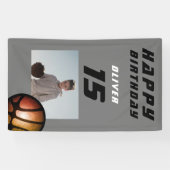 Basketball Ball Boy Foto Happy Birthday Banner (Horizontaal)