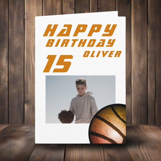 Basketball Ball Boy FotoHappy Birthday Kaart
