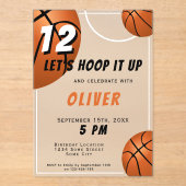 Basketball Ball Fun Sportkinderen Birthday Acryl Uitnodigingen (Voorkant)