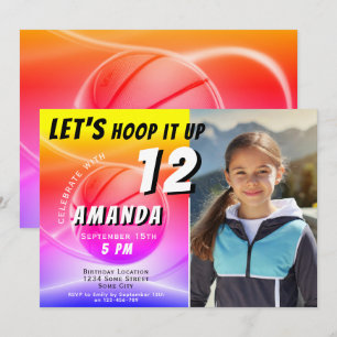 Basketball Ball Hoop in Sportfoto Birthday Kaart