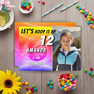 Basketball Ball Hoop in Sportfoto Birthday Kaart