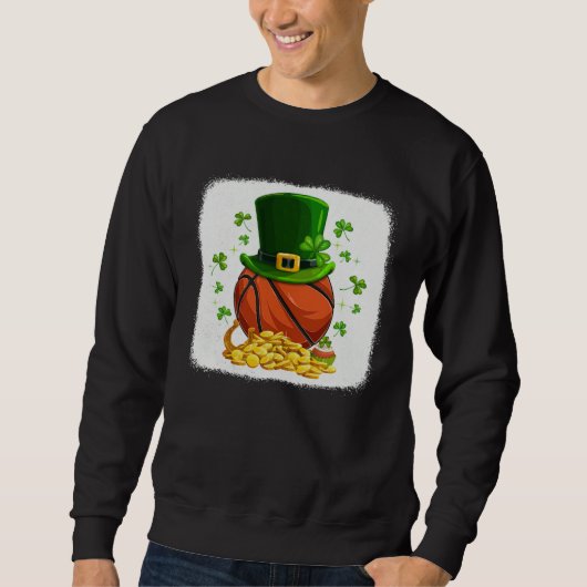 Basketball Ball Leprechaun Hat Shamrock Irish St P Trui (Voorkant)