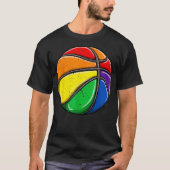 Basketball Ball LGBT Gay Pride Rainbow Flag LGBTQ T-shirt (Voorkant)