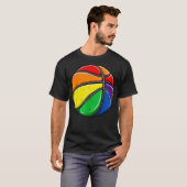 Basketball Ball LGBT Gay Pride Rainbow Flag LGBTQ T-shirt (Voorkant volledig)