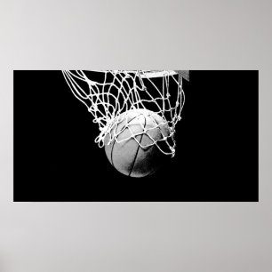 Basketball Ball & Net Print Poster