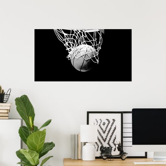 Basketball Ball & Net Print Poster (Thuiskantoor)
