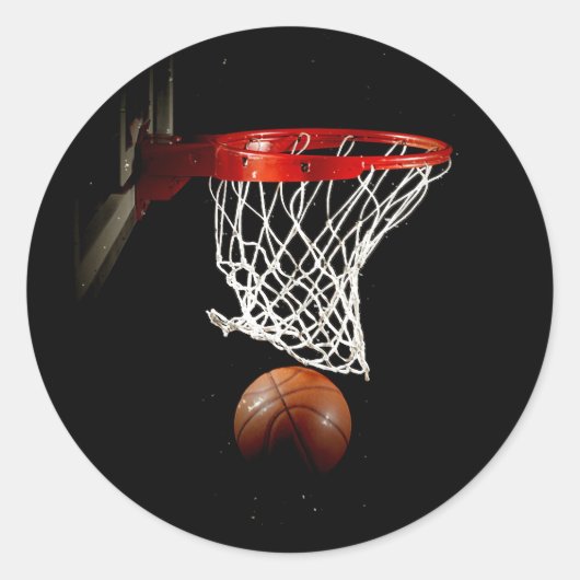 Basketball Ball & Net Ronde Sticker (Voorkant)