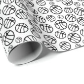 Basketball Ball Pattern Black and White Cadeaupapier (Rol Hoek)