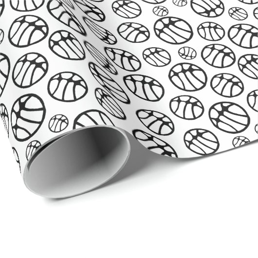Basketball Ball Pattern Black and White Cadeaupapier (Rol Hoek)