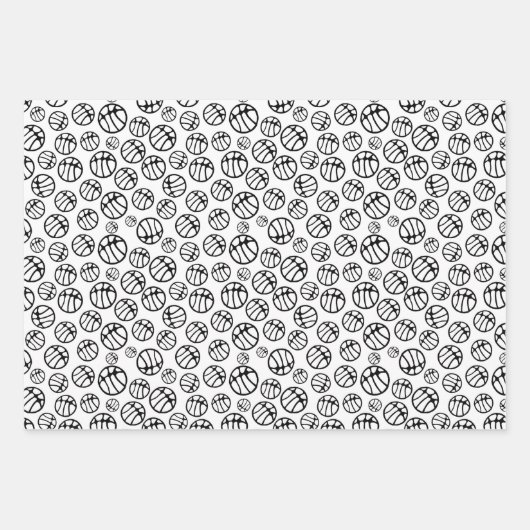 Basketball Ball Pattern Black and White Name Inpakpapier Vel (Voorkant 3)