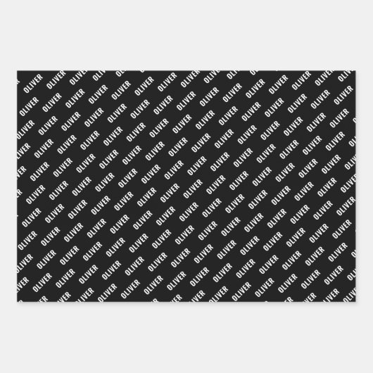 Basketball Ball Pattern Black and White Name Inpakpapier Vel (Voorkant)