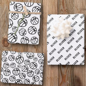 Basketball Ball Pattern Black and White Name Inpakpapier Vel