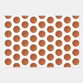 Basketball Ball Pattern Kinder Name Birthday Inpakpapier Vel (Voorkant 3)