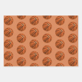 Basketball Ball Pattern Kinder Name Birthday Inpakpapier Vel (Voorkant 2)