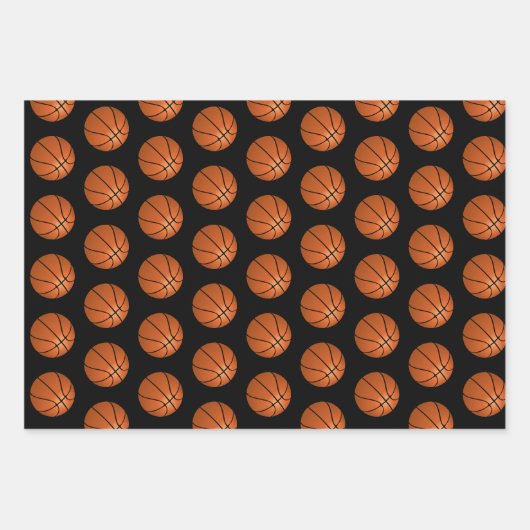 Basketball Ball Pattern Kinder Name Birthday Inpakpapier Vel (Voorkant 3)