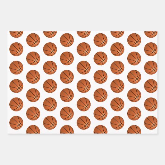 Basketball Ball Pattern Kinder Name Birthday Inpakpapier Vel (Voorkant 3)