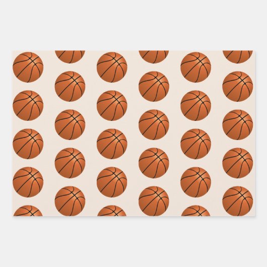 Basketball Ball Pattern Kinder Name Birthday Inpakpapier Vel (Voorkant 2)