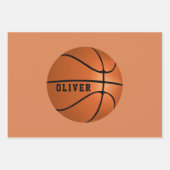 Basketball Ball Pattern Kinder Name Birthday Inpakpapier Vel (Voorkant)