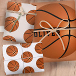 Basketball Ball Pattern Kinder Name Birthday Inpakpapier Vel<br><div class="desc">Kinder naam Basketball Ball Pattern Birthday Wrapping Paper Sheets. Personaliseer met jouw naam of verwijder de tekst.</div>