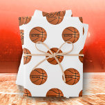 Basketball Ball Pattern Kinder Name Birthday Inpakpapier Vel<br><div class="desc">Basketbal Ball Pattern Kinder naam Verjaardag Wrapping Papier Bladen. Basketbal patroon op een witte achtergrond. Personaliseer met jouw naam of wis de tekst.</div>