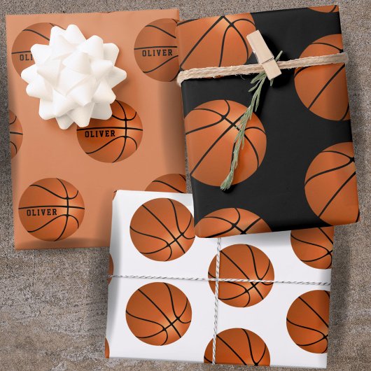Basketball Ball Pattern Kinder Name Birthday Inpakpapier Vel