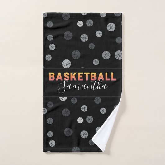 Basketball Ball Pattern Persoonlijke afspeelnaam Handdoek (Handdoek)