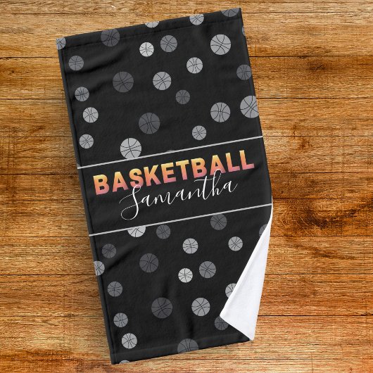 Basketball Ball Pattern Persoonlijke afspeelnaam Handdoek