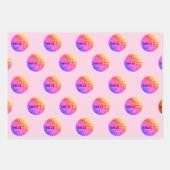 Basketball Ball Pattern Roze Kinder naam Sport Inpakpapier Vel (Voorkant)