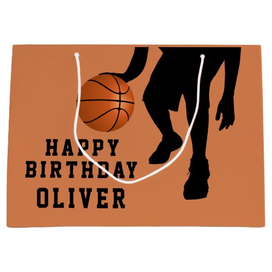 Basketball Ball Player Kinder naam Birthday Groot Cadeauzakje (Voorkant)