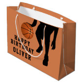 Basketball Ball Player Kinder naam Birthday Groot Cadeauzakje (Achterkant Gekanteld)